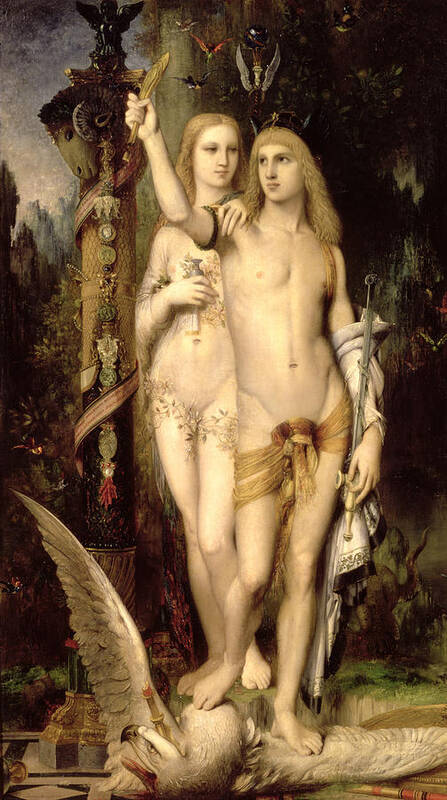 Symbolist; Ovids Metamorphoses; Totem; Nude; Sorceress; Blunt Sword; Dead White Eagle; Medee Poster featuring the painting Jason and Medea by Gustave Moreau
