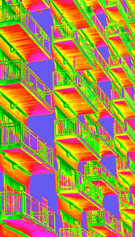 Abstract Poster featuring the photograph Psycho Balconies by Donna Spadola