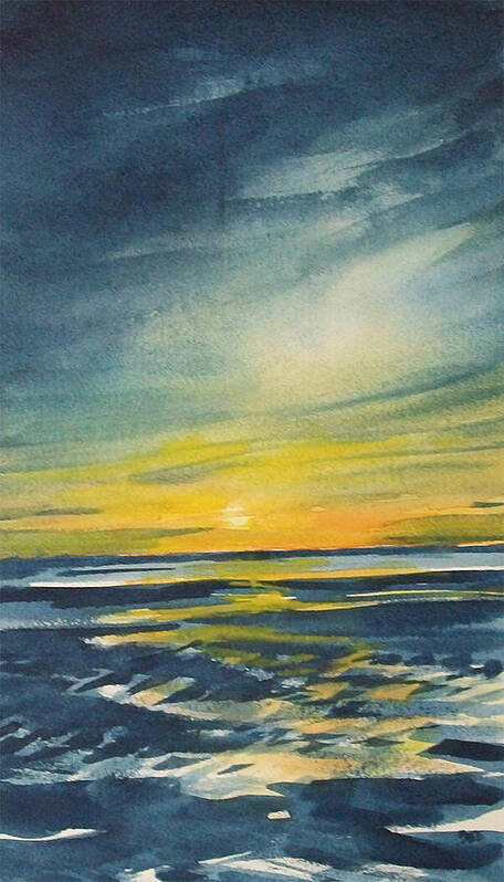 Seascape Poster featuring the painting Sunset by Jane See