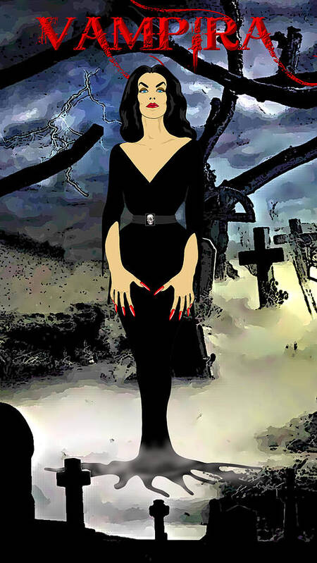 Poster Desenho de Arte Original da Vampira de Cartoon