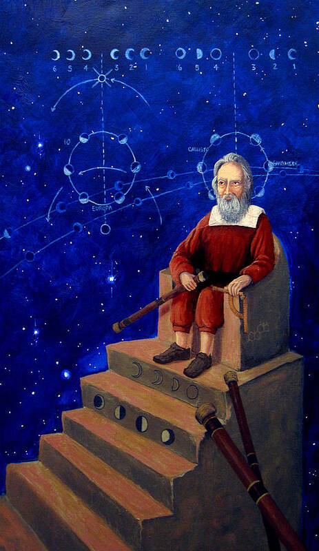 Stars Poster featuring the painting Visionary of Stars Galileo Galilei by Janelle Schneider