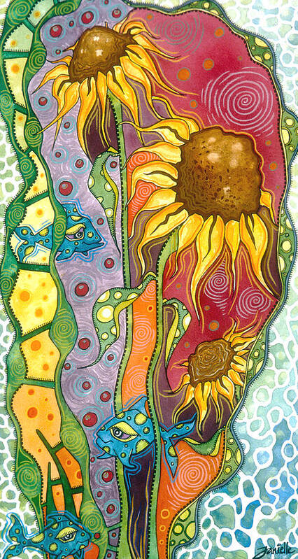 Sunflowers Poster featuring the painting Ocean Dreams by Tanielle Childers