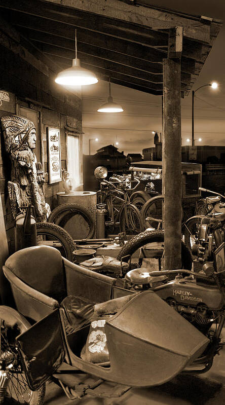 Motorcycle Shop Poster featuring the photograph The Motorcycle Shop by Mike McGlothlen