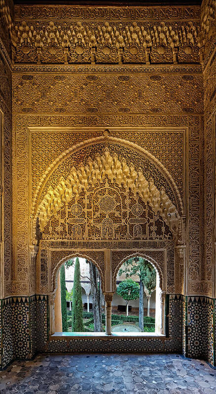 Alhambra Poster featuring the photograph Alhambra Palace Garden Window by Adam Rainoff