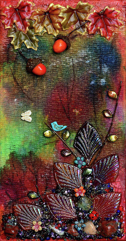 Mixed Media Landscape Poster featuring the mixed media Autumn's Song by Donna Blackhall