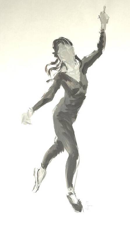  Poster featuring the drawing Ballet Dancer In Black Leotard by Mike Jory