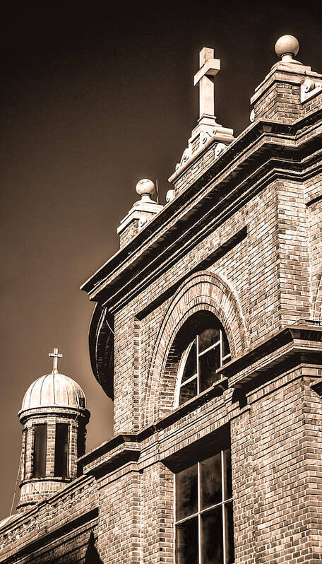 Asheville Poster featuring the photograph Basilica of Saint Lawrence - sepia by Joye Ardyn Durham