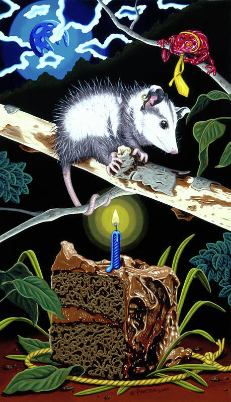 Opossum Poster featuring the painting Birthday Surprise by Paxton Mobley