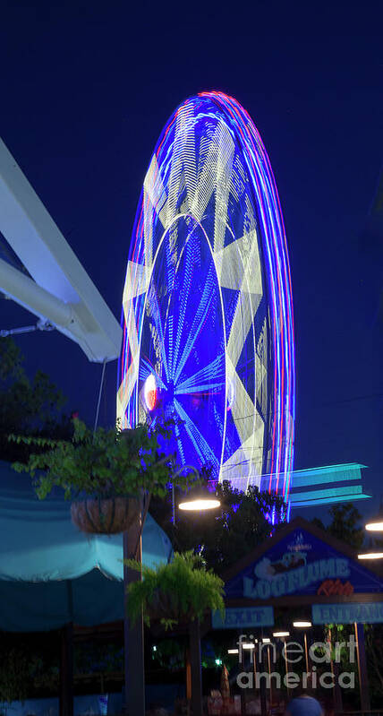 State Fair Of Texas Poster featuring the photograph Ferris Wheel, Night Motion, The State Fair of Texas by Greg Kopriva