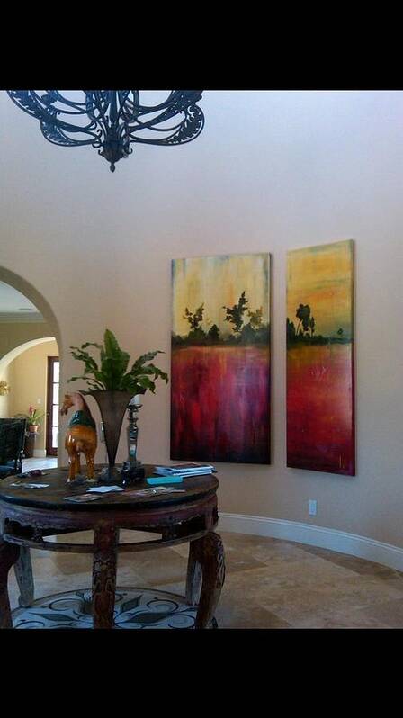 Landscape Contemporary Custom Original Modern Painting Poster featuring the painting Happy Couple by Heather Roddy