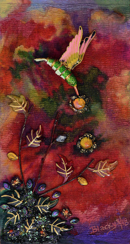 Hummingbird Poster featuring the mixed media Last Nectar Of Autumn by Donna Blackhall