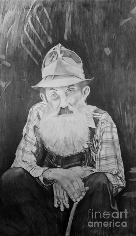 Old Poster featuring the drawing Popcorn Sutton by Justin Arnold