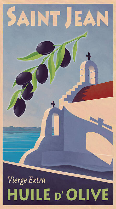 Retro Poster featuring the painting Saint Jean Olive Oil by Mitch Frey