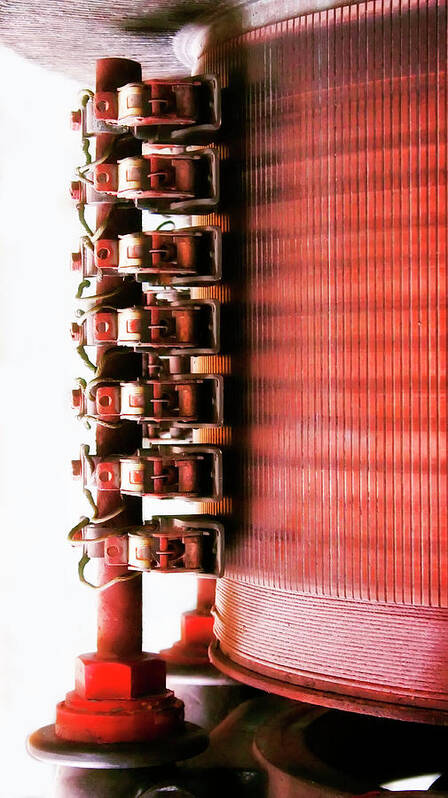 Coil Poster featuring the photograph Red coil electric Motor by Micah Offman