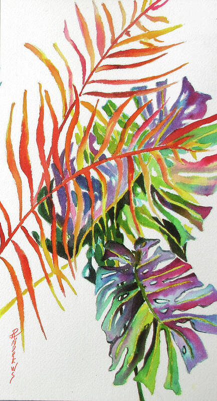 Bold Colors Poster featuring the painting Tropical Fernery 2 by Rae Andrews