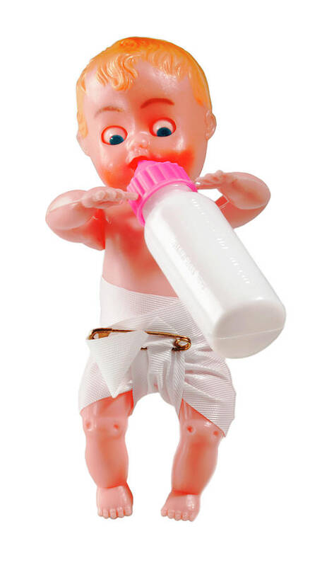 Animated Poster featuring the drawing Baby Drinking Bottle #2 by CSA Images