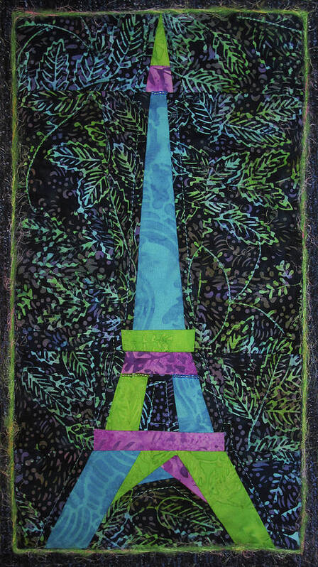  Poster featuring the tapestry - textile Eiffel Tower by Pam Geisel