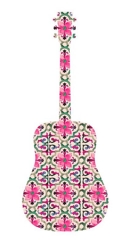 Guitar Silhouette Poster featuring the painting Flamenco Guitar - 10 by AM FineArtPrints