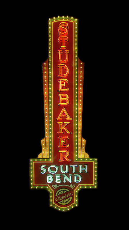 Studebaker Poster featuring the photograph Studebaker Neon Sign by Susan Rissi Tregoning
