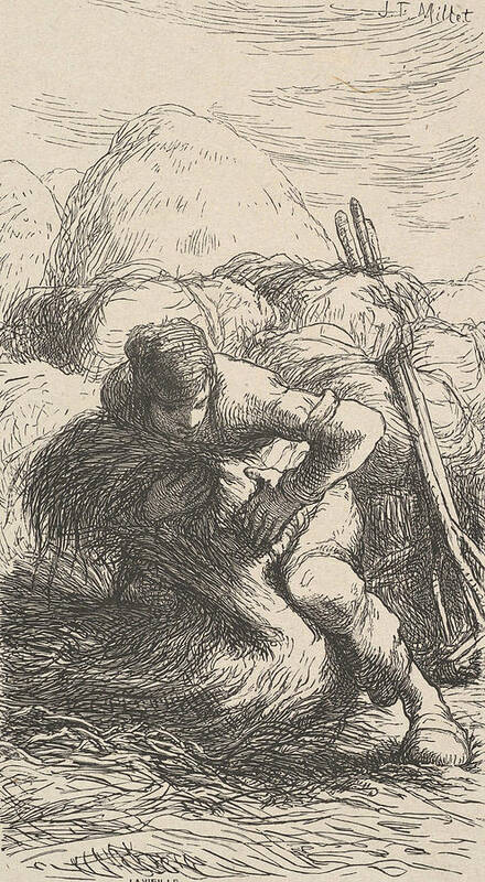 19th Century Art Poster featuring the relief The Sheaf Binder by Jean-Francois Millet