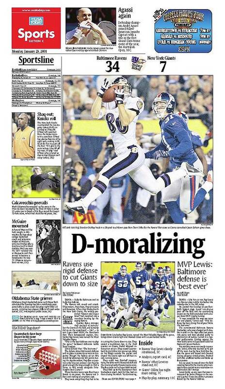 Usa Today Poster featuring the digital art 2001 Ravens vs. Giants USA TODAY SPORTS SECTION FRONT by Gannett