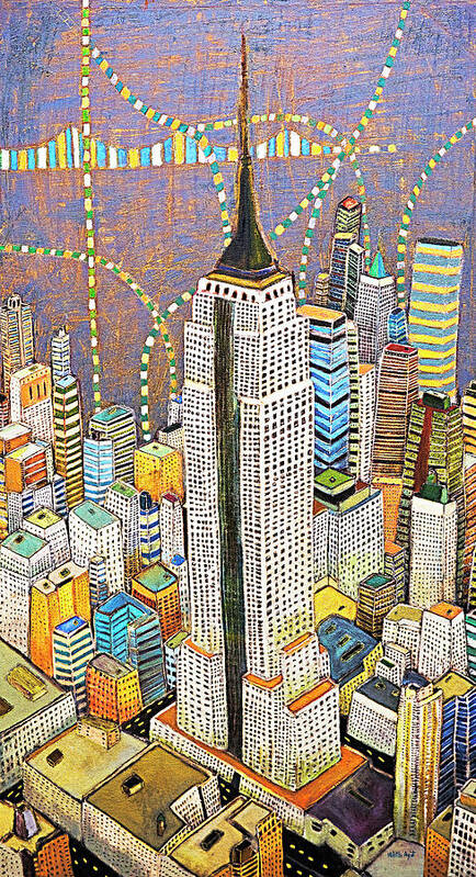 Empire State Building Poster featuring the painting The Empire of Manhattan #3 by Habib Ayat