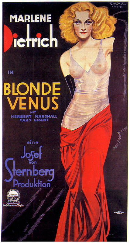 Blonde Poster featuring the mixed media ''Blonde Venus'' movie poster 1932 by Movie World Posters