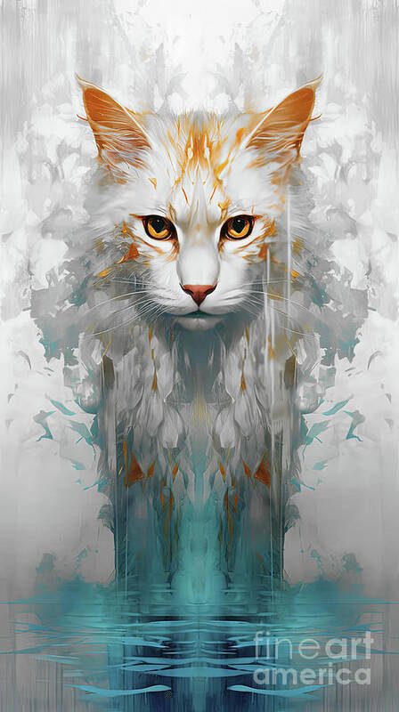 Pet Poster featuring the digital art Cat 3 .. splash art by Elaine Manley