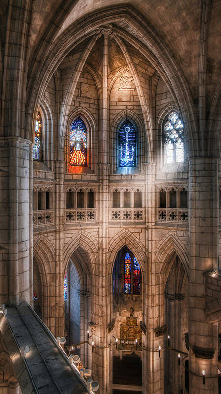Cathedral Poster featuring the photograph Cathedral stained glass windows by Micah Offman
