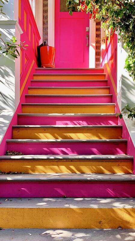  Poster featuring the photograph Pink And Orange Stairs by Julie Gebhardt