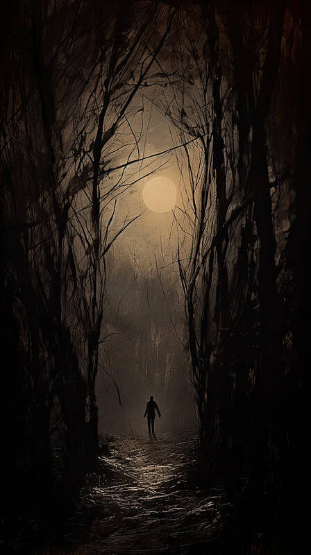 Dark Art Poster featuring the painting Witness - The Forest's Eyes by Lourry Legarde