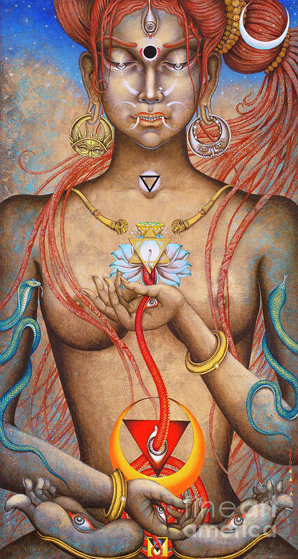 Yogini Poster featuring the painting Yogini. Shakti by Vrindavan Das