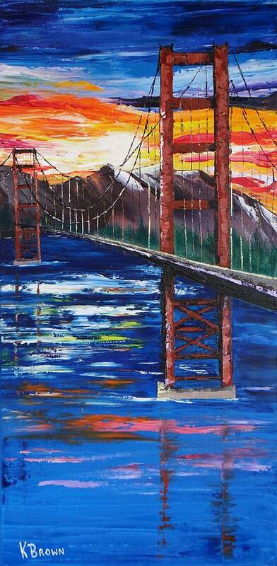 Bridge Poster featuring the painting Bridge Over Ocean by Kevin Brown