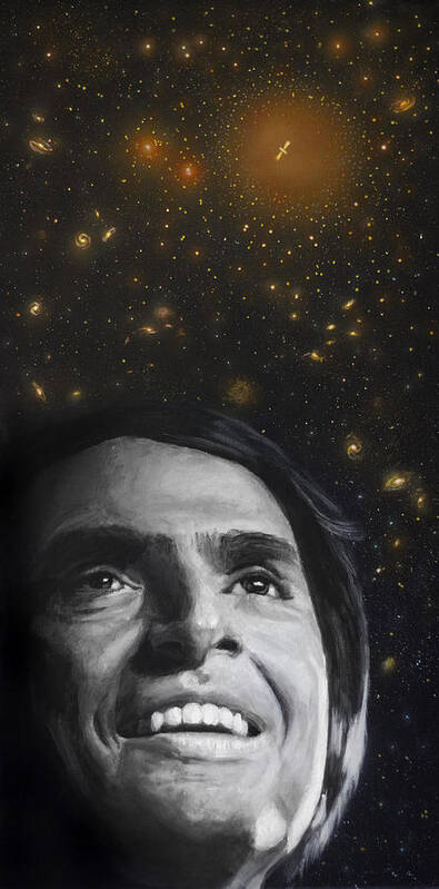 Carl Sagan Poster featuring the painting Cosmos- Carl Sagan by Simon Kregar