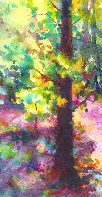 Tree Poster featuring the painting Dappled - light through tree canopy by Talya Johnson