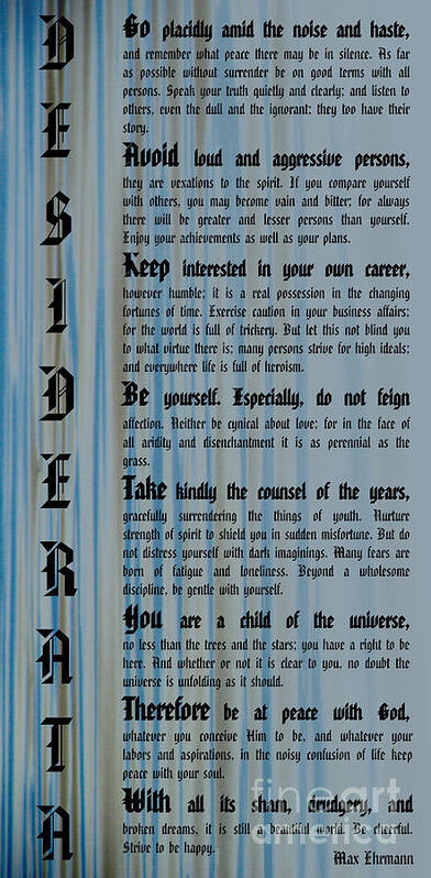 Color Poster featuring the photograph Desiderata 14 by Wendy Wilton