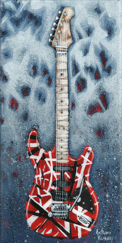 Guitar Poster featuring the painting Eddie's Frankenstrat by Arturo Vilmenay