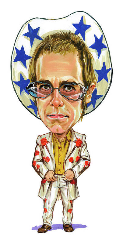 Elton John Poster featuring the painting Elton John by Art 