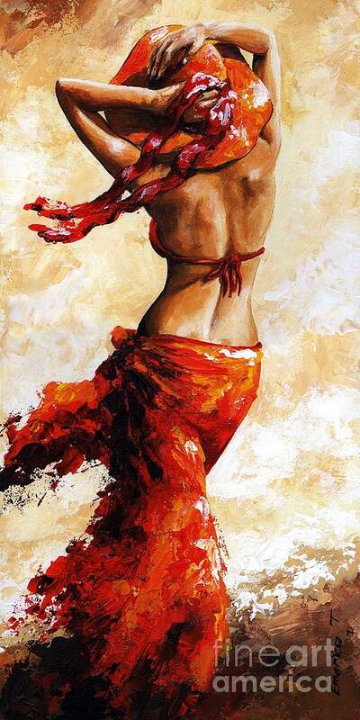 Woman Poster featuring the painting Hot breeze 03 by Emerico Imre Toth