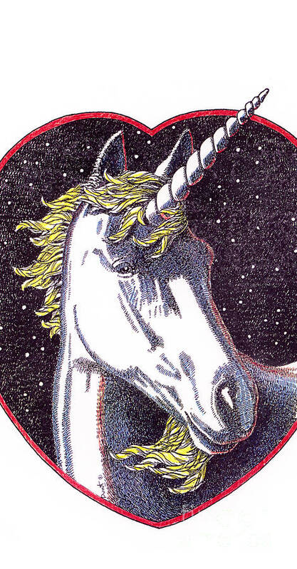 Unicorn Poster featuring the drawing iPhone-Case-Unicorn-2 by Gordon Punt