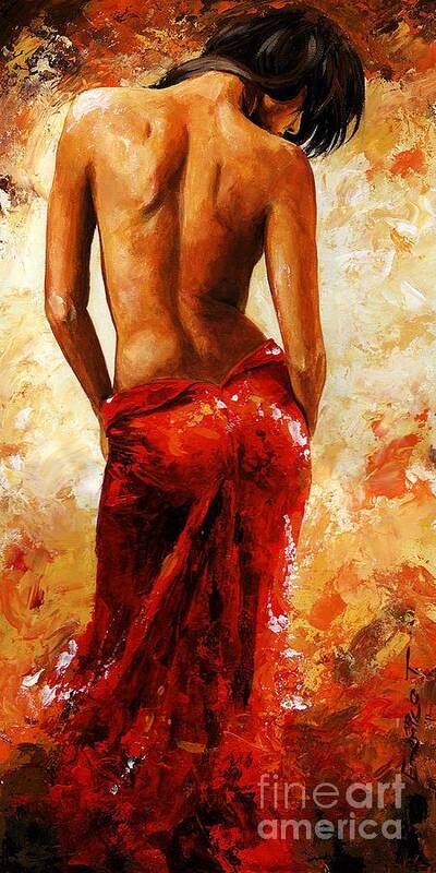 Lady Poster featuring the painting Lady in red 27 by Emerico Imre Toth