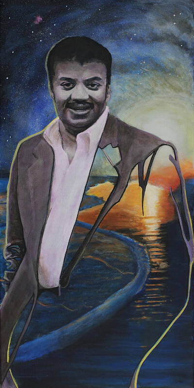 Cosmos Poster featuring the painting Neil deGrasse Tyson- Shore of the Cosmic Ocean by Simon Kregar