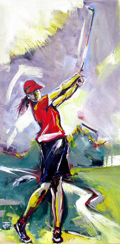 Golf Poster featuring the painting Red Golf Girl by John Gholson
