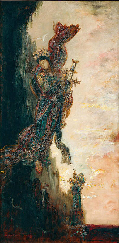 Gustave Moreau Poster featuring the painting Sappho falling by Gustave Moreau