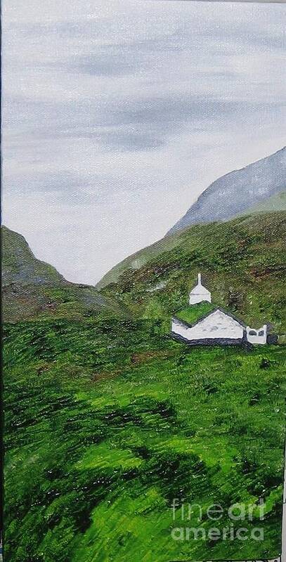 Small Church Poster featuring the painting Small church by Susanne Baumann