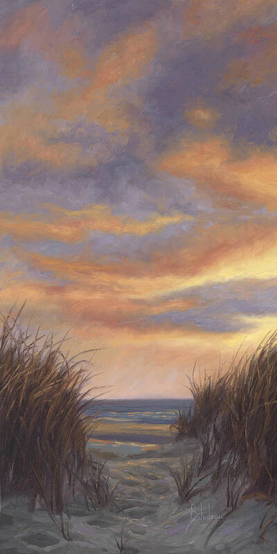 Beach Poster featuring the painting Sunset By The Beach by Lucie Bilodeau