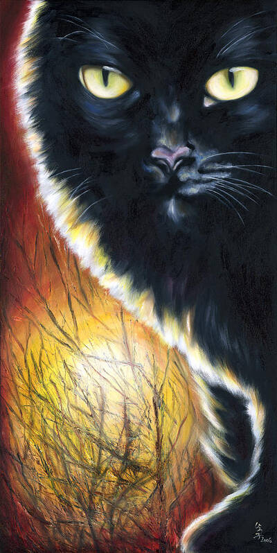 Cat Poster featuring the painting Sunset by Hiroko Sakai