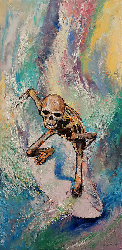 Skull Poster featuring the painting Surfer by Michael Creese