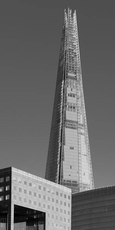 London Poster featuring the photograph The Shard from the river black and white version by Gary Eason