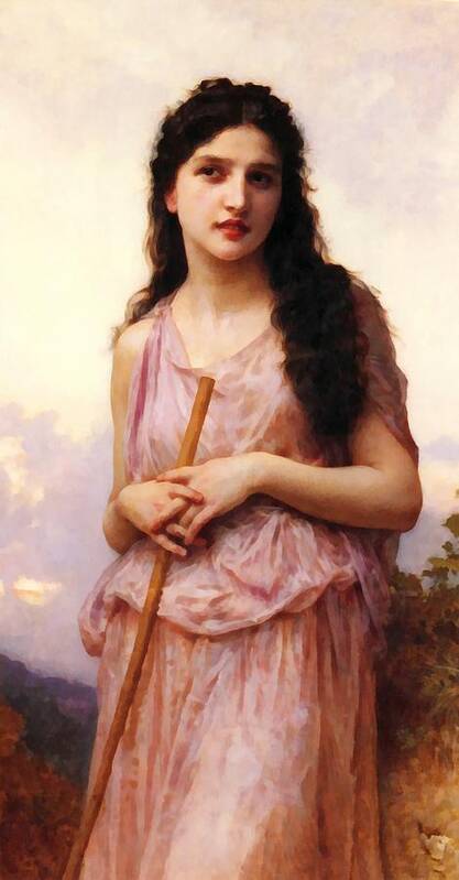 William Bouguereau Poster featuring the digital art Waiting by William Bouguereau
